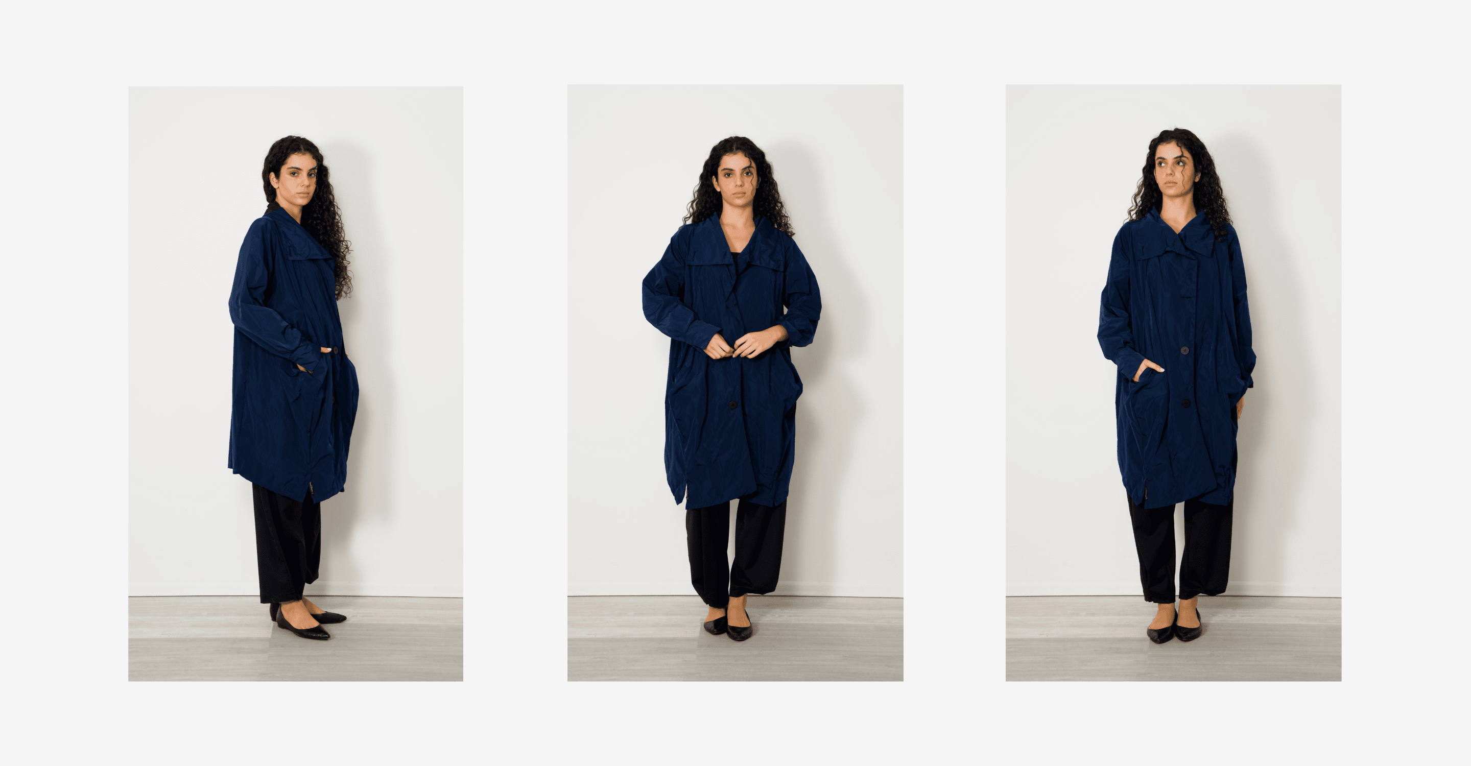 Bella oversized trench coat - elena with the blue trench